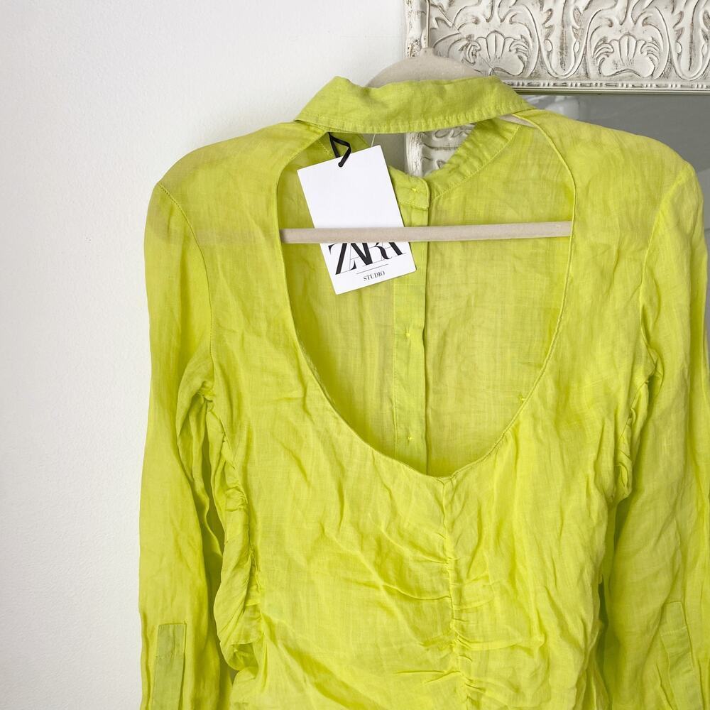 Zara Limited Edition Tie Front Open-Back Button Down - Picture 9 of 14